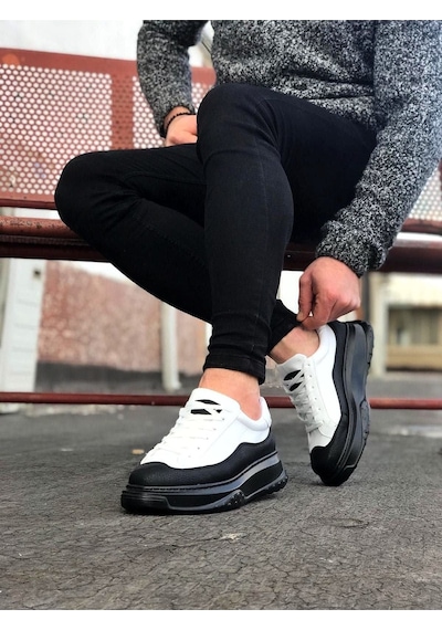 Aymood Jy507 Alone Bağcıklı Cilt Erkek Günlük Sneaker Ayakkabı Cst Beyaz/siyah