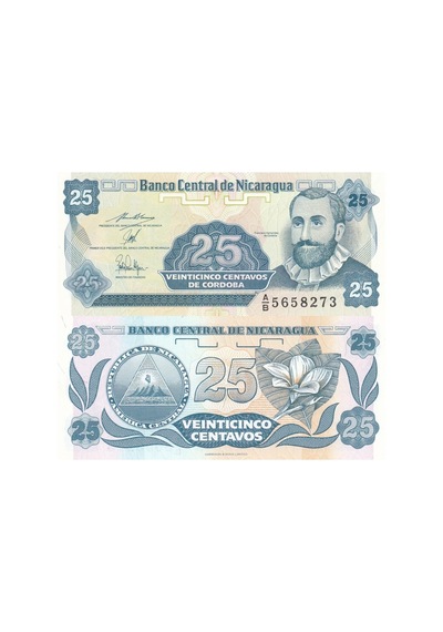 Nikaragua 1991 Yılı 25 Centavos Kağıt Para Çil Unc Koleksiyon Para