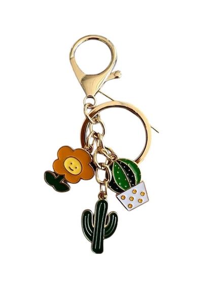 Kaktüs Metal Charm Anahtarlık Çok Renkli Çok Renkli