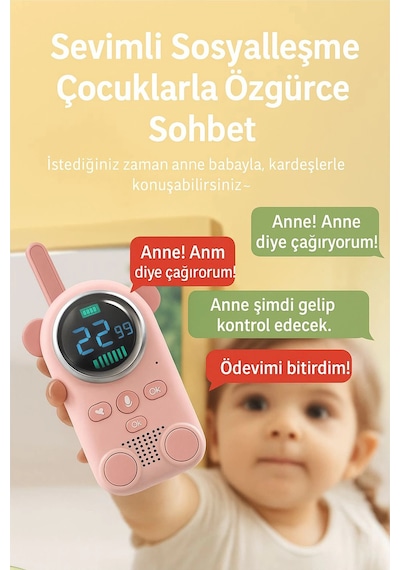 Vtn-64 Çocuklar Için Kamp Yürüyüş El Telsizi Şarj Edılebılır 3km Menzil