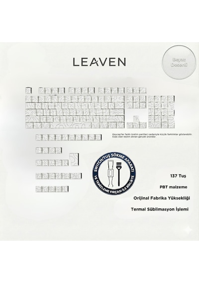 Mekanik Klavye Tuş Takımı-pbt Çift Baskı Keycap Seti- Çizgi Desenli 137 Tuş -beyaz