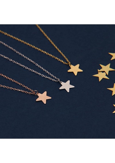 Kuyumcudukkani Zincirli"7mm Yıldızlı"kolye-37078-g Gold
