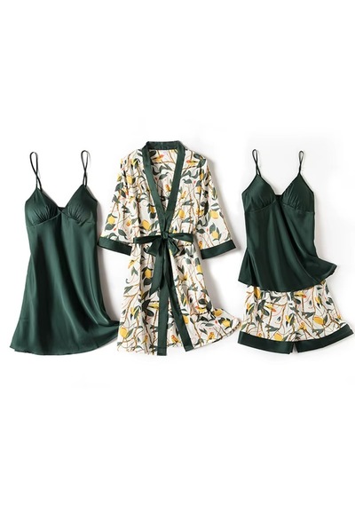 Ece's Design 5 Parça Lüks Saten Pijama Gecelik Takımı Çiçek Desenli Sabahlık Robe Kadın İç Giyim Seti W2013 Yeşil Ece's Design 5 Parça Lüks Saten Pijama Gecelik Takımı Çiçek Desenli Sabahlık Robe Kadın İç Giyim Seti W2013 Yeşil