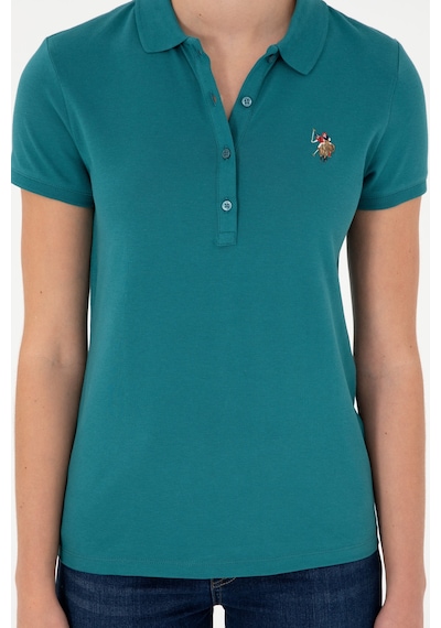 U.S. Polo Assn. Kadın Koyu Yeşil Polo Yaka Tişört 50280067-VR101