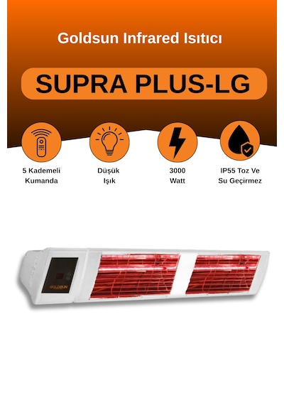 Supra Plus 3000 Watt Gss30plg Düşük Işık Kumandalı Suya Dayanıklı Elektrikli İnfrared Isıtıcı-beyaz