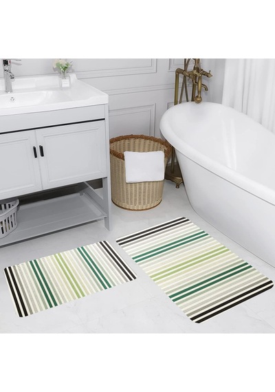 Rovigo Home Baskılı Kaymaz Taban 2 Li Banyo Paspas Takım Rvg5181-100X60-60X50 Çok Renkli