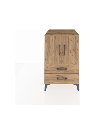 Kronos Komodin 2 Raflı 2 Çekmeceli 2 Kapaklı 60x59x96 Çam-çam Çam