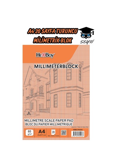 A4 20 Sayfa Milimetrik Blok Defter Kopartılabilir Sayfalar Çok Renkli