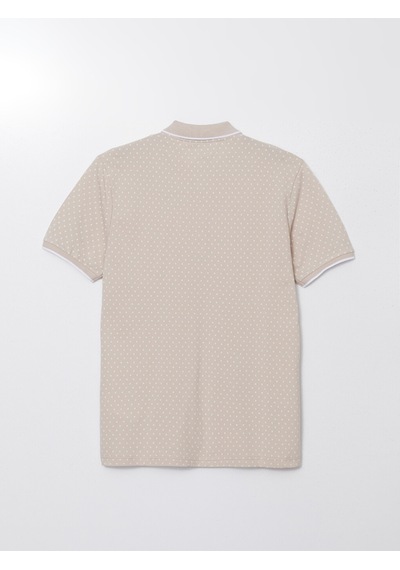 Lcwaıkıkı Classic Bej Polo Yaka Kısa Kollu Desenli Pike Erkek Tişört