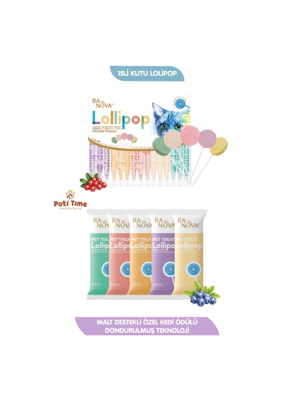 8li Kedi Ödül Seti: Ranova 15li Lolipop + 50li Kedi Ödül Kreması + 2 Ezme + 2 Kedi Çorbası + 2 Pouch