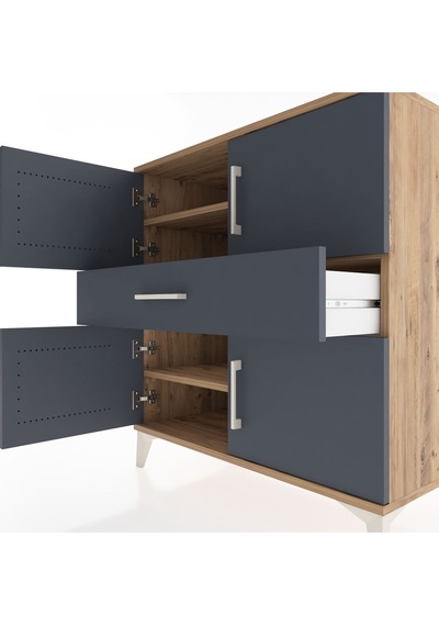 Hyperion Şifonyer 3 Raflı Tek Çekmeceli 4 Kapaklı 88x44x96 Ça... Çam Hyperion Şifonyer 3 Raflı Tek Çekmeceli 4 Kapaklı 88x44x96 Ça... Çam