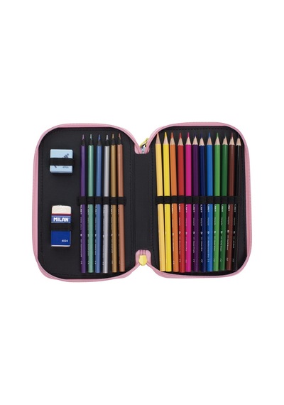 Mılan 081364sm2 Swıms 3 Cepli Setli Kalem Çantası Sarı - Pembe