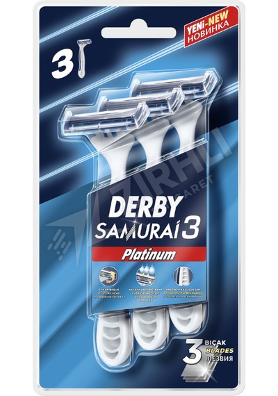 4 Adet Derby Samurai Platinum 3 Bıçaklı 3 Lü Poşet Blisterli