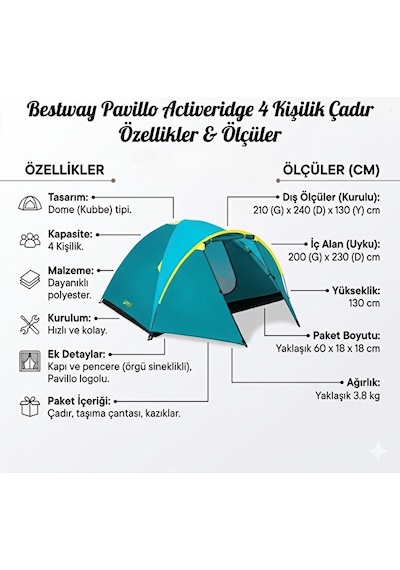 Trendinyeri Yeşil Sandalyeli Kamp Seti 4 Kişilik Çadır, Intex Yatak Ve Masa Karışık/çok Renkli