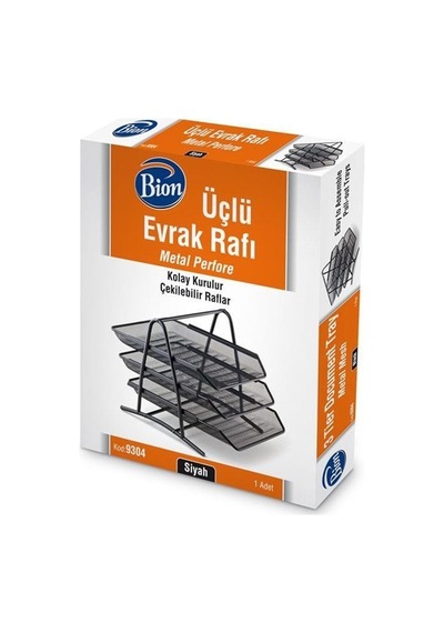 Bion Perfore 3'lü Evrak Rafı Siyah