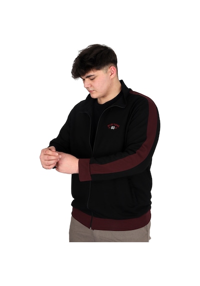 Mode Xl Erkek Büyük Beden Hırka Fermuarlı Dik Yaka New York U24524 Siyah Siyah