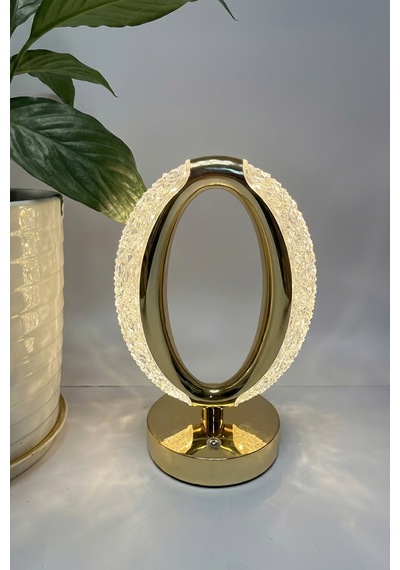 Halka Kristal Led Masa Lambası 3 Renk Işıklı Dekoratif Aydınlatma 8381888