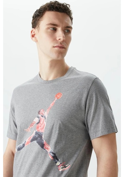 Nike Jordan Brand Jumpman Watercolor Graphic Tshirt Gray Jordan Grafik Baskılı Tişört Gri Siyah