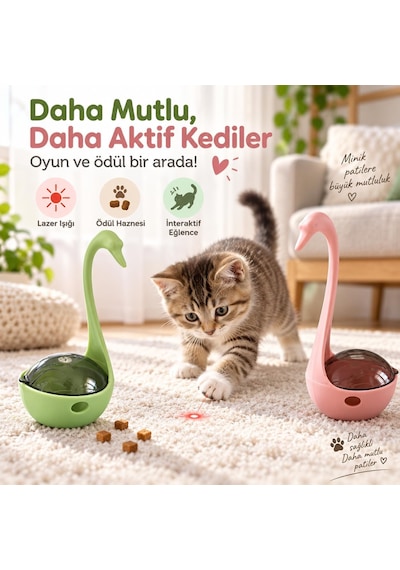 Lazerli Mama Hazneli İnteraktif Kedi Oyuncağı, Ödül Mamalı Kuğu Tasarım, Pilli Hareketli Lazer Oyuncak, Zihinsel Uyarım Ve Egzersiz İçin Kedi Aktivite Oyuncağı, Piller Dahil Yeşil Lazerli Mama Hazneli İnteraktif Kedi Oyuncağı, Ödül Mamalı Kuğu Tasarım, Pilli Hareketli Lazer Oyuncak, Zihinsel Uyarım Ve Egzersiz İçin Kedi Aktivite Oyuncağı, Piller Dahil Yeşil