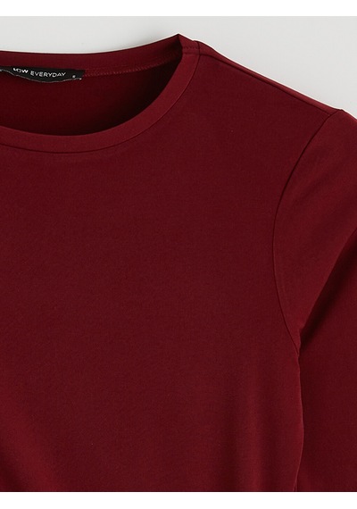Lcwaıkıkı Classic Bordo Bisiklet Yaka Bağlama Detaylı Kadın Body