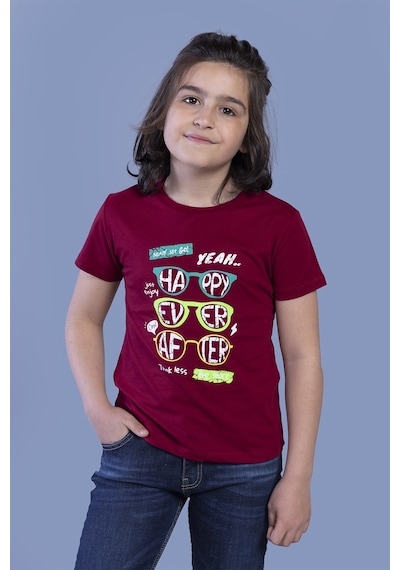 Toontoy Kids Toontoy Erkek Çocuk Gözlük Baskılı Tişört Bordo