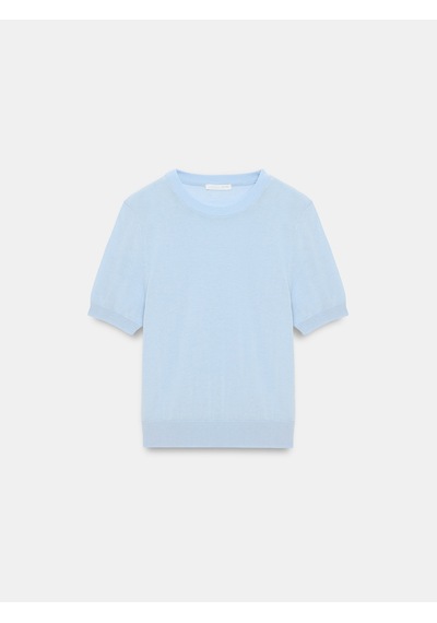 Dilvin 10872 Lyocell Karışımlı Minimal Bluz-açık Mavi