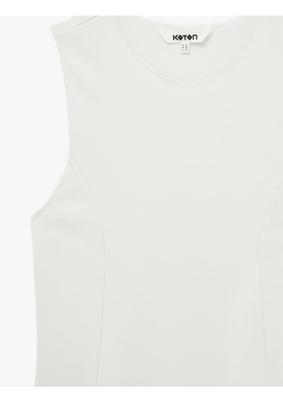 Koton Slim Fit Bisiklet Yaka Kolsuz Bluz Kırık Beyaz 6sak10030ek Ekru