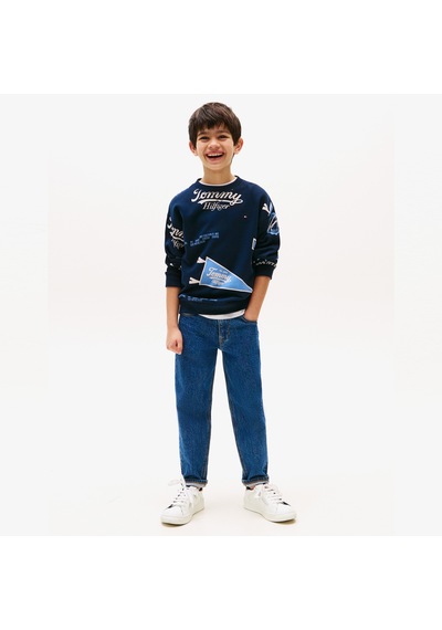 Tommy Hilfiger Tommy Jeans Allover Printed Çocuk Lacivert Sweatshirt Kb0kb09804 Lacivert