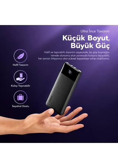 Oraimo 10000 Mah 22.5w Powerbank Opb-7100q Speed Black Siyah - Koyu Gri