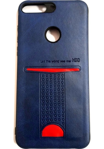 Huawei Y6 2018 Deri Görünümlü Kartvizitlikli Lüks Kilif Lacivert 561952374