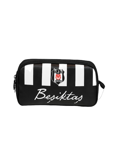 Beşiktaş Lisanslı Kalem Çantası - Siyah Beyaz Çift Bölmeli Taraftar Kalemliği Siyah - Beyaz