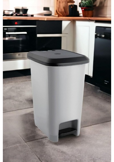 Melkan Home Slim Pedallı Çöp Kovası 40 Litre Çöp Kovası & Orta Boy Pedallı Çöp Kovası Gri Metalik Gri Diğer