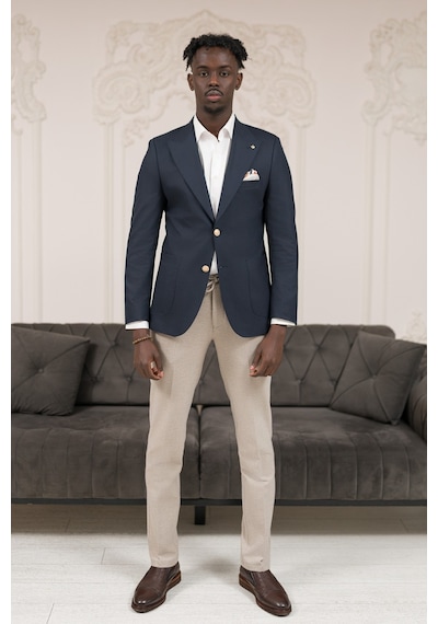 Paul Martin Slimfit İtalyan Yaka Astarlı Torba Cepli Blazer Ceket Lacivert