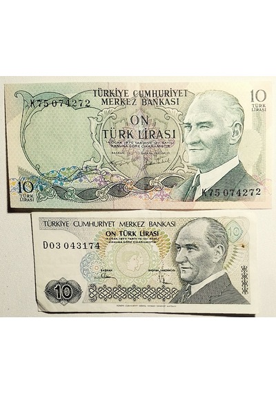 6. 7. Emisyon 2 Adet Koleksiyon Kağt Para. Antika Para. 8