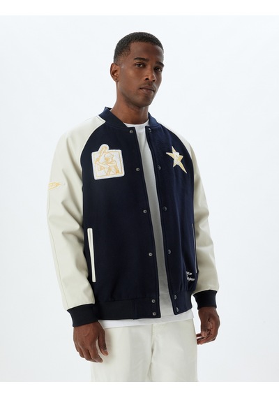 Koton Kolej Ceket Baskılı Bomber Yaka Slim Fit Cepli Çıt Çıt Düğme Detaylı Lacivert 5wam20126hw Koton Kolej Ceket Baskılı Bomber Yaka Slim Fit Cepli Çıt Çıt Düğme Detaylı Lacivert 5wam20126hw