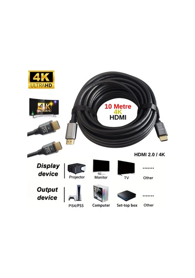 Gabble Hdmı 2.0 Kablo 10 Metre 4k Ultra Hd 60hz Altın Uçlu Yüksek Hızlı Ps5 Tv Monitör