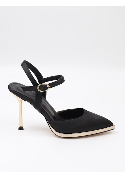 Nesilshoes Nesil Shoes Uraz 600 Siyah Saten Altın Topuklu Kadın Sandalet Nesilshoes Nesil Shoes Uraz 600 Siyah Saten Altın Topuklu Kadın Sandalet