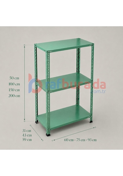 3 Katlı Renkli Dekoratif Çelik Raf - Çiçeklik Rafı, Ofis Rafı 0,70 Mm Turuncu-43x75 Cm-100 Cm