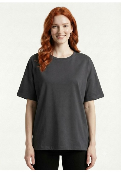 Neden Tekstil Kadın Relaxed Fit Koyu Gri T-shirt
