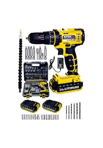 Staxx Power STX1069 24V 5Ah Li-ion Çift Akülü Darbeli Matkap Vidalama + 24 Parça Uç