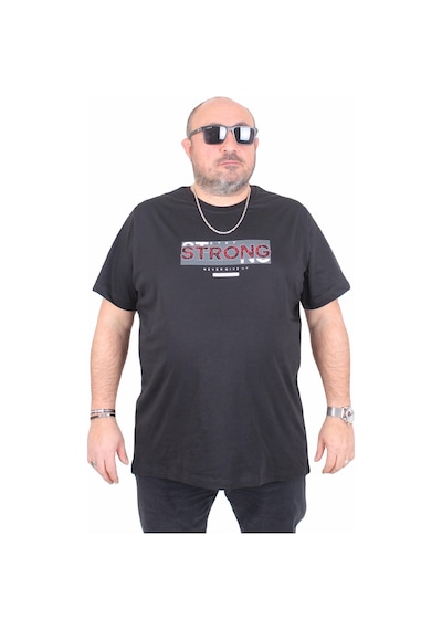 Moc Grande Mocgrande Erkek Büyük Beden Sıfır Yaka Tişört Strong 25167 Sıyah Siyah