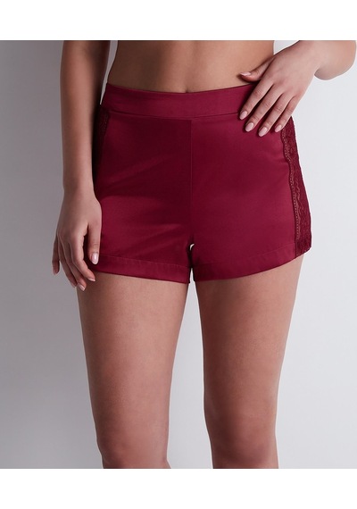 Aubade Midnight Whisper Shorty Dantelli Stretch Ipek Şort Külot Bordo