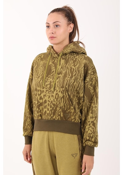 Maraton Sportswear Oversize Kadın Kapşonlu Uzun Kol Basic Yeşil Sweatshirt 21423-yeşil Yeşil