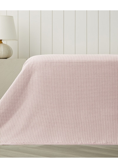 Modern Grid Tek Kişilik Pike 150x220 Cm Pembe