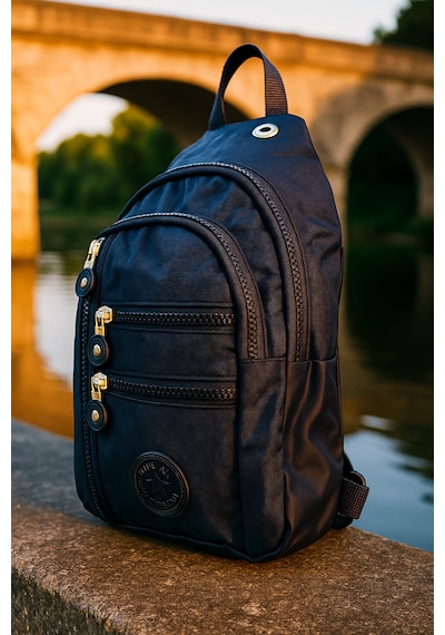 Newish Polo Kadın Krinkıl Kumaş Çapraz Tek Kol Göğüs Ve Omuz Sırt Çantası-crossbody Bag Siyah