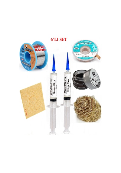 Lehimleme Seti 40 G 0,5 Mm Lehim Teli Cp-3515 Lehim Fitili Flux Lehim Toplama Havya Uc Temizleyici Seti Tk270