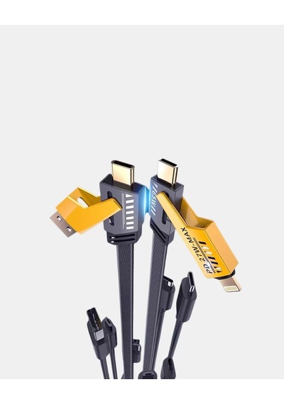 Home 65w Çoklu Şarj Kablosu 4 Ü 1 Arada Örgülü Hızlı Veri Aktarım Usb-c Usb-a