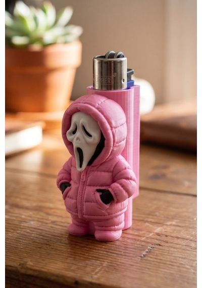 Maskeli Adam Figürlü Çakmak Kılıfı Pembe Clipper