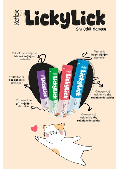 Reflex Plus Lickylick Sıvı Ödül Maması Karışık Paket 15 Gr X 72 Adet