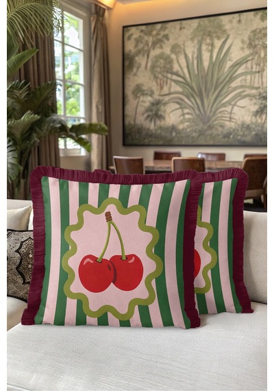 Retro Çizgili Kiraz Motifli Saçaklı Yastık Kılıfı - Bohem Pembe Yeşil Bordo Püsküllü Kırlent Kılıfı Derin Düş Nektar Retro Çizgili Kiraz Motifli Saçaklı Yastık Kılıfı - Bohem Pembe Yeşil Bordo Püsküllü Kırlent Kılıfı Derin Düş Nektar